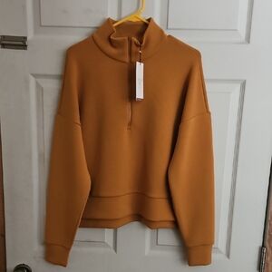 CALIA SOFT SCUBA GOLF PULLOVER: GOLDEN WARMTH: NEW WITH TAGS: SIZE L